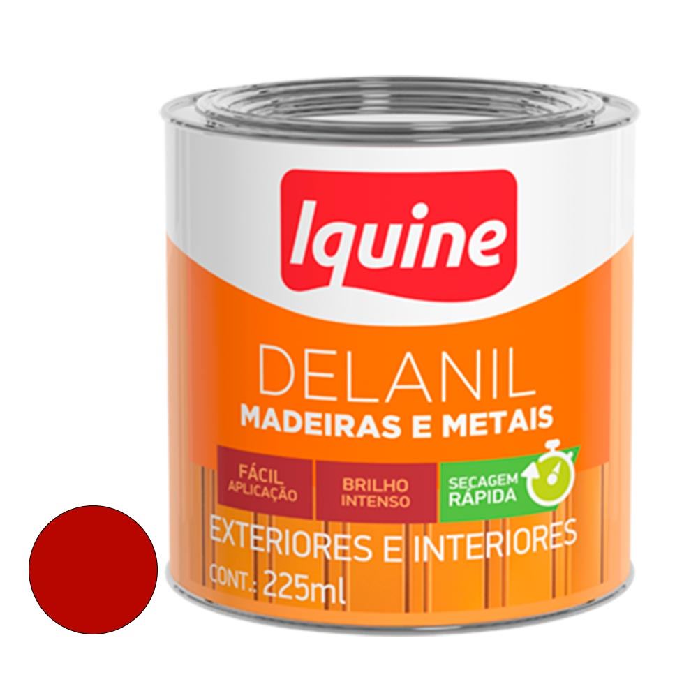 Tinta Esmalte Sintético Brilhante 225ml Delanil Madeiras e Metais Vermelho IQUINE / Ref. 195204516