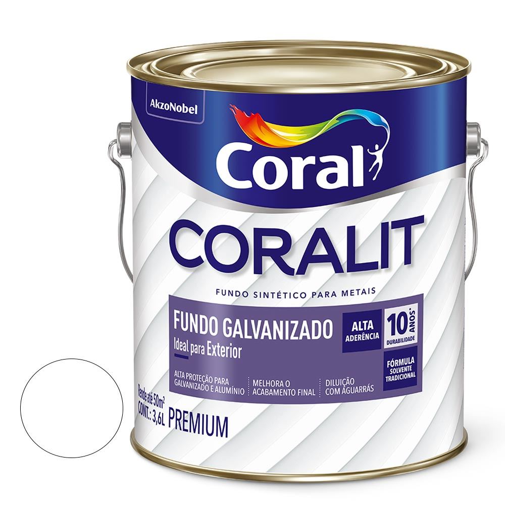 Fundo Galvanizado Fosco Coralit 3,6L Branco CORAL / REF. 5202670