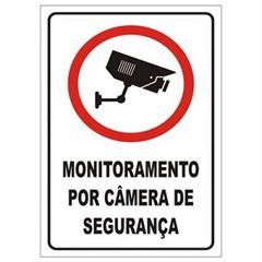Placa PVC 30X20CM Monitoramento por Câmera de Segurança - Ref.250BN - SINALIZE