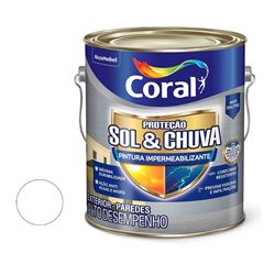 Tinta Acrílica 3,6L Eggshell Proteção Sol e Chuva Pintura Impermeabilizante Branco CORAL / REF. 5202627