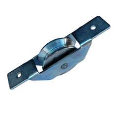 Roldana de Aço em V com Suporte Aberto Rebitado 21/2 Polegadas Zincada STS ROLDANAS / REF.323