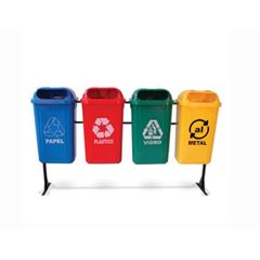 Kit Lixeira Polipropileno 50 Litros Coleta Seletiva Com Suporte Plástico BRALIMPIA / REF. KTLX50PL