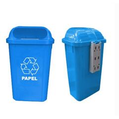 Lixeira em Polipropileno 50 Litros Coleta Seletiva de Papel Com Suporte Plástico Azul BRALIMPIA / REF. LX5PAZ
