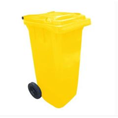 Cesto Gari em Polipropileno 120 Litros com Roda Amarelo BRALIMPIA / REF. C120AM
