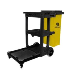 Carro Funcional em Polipropileno América Black com Bolsa Amarela BRALIMPIA / REF. CFBLACKTAM