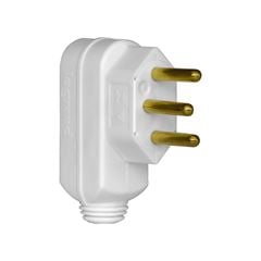 Plug Macho em Polipropileno 2P+T 10A 250V Branco PIAL / REF. 615901