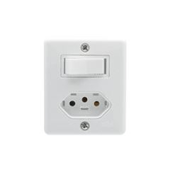 Interruptor Sistema X Simples 6A com Tomada 2P+T 20A Box Branco ILUMI / REF. 63201
