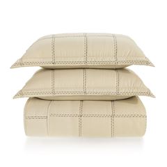 Kit Colcha Casal Poliéster 3 Peças Santoro Natural KARSTEN / REF. 3993907