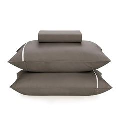 Jogo de Cama Casal Algodão 3 Peças Noah Cinza KARSTEN / REF. 3155962