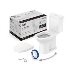 Kit Bacia Sanitária com Caixa Acoplada 3 e 6L com Assento e Itens de Instalação Round Branca ROCA / REF. C329723002