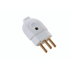Plug Macho em Termoplástico 2P+T 10A 250V Branco TRAMONTINA / REF. 57402103