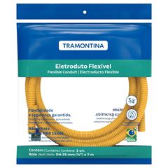 Eletroduto Corrugado PVC 25mm 7 Metros Amarelo TRAMONTINA / REF. 57505082