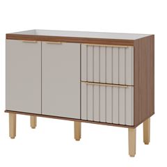 Gabinete para Cozinha em Mdf 114x88,5cm com 2 Porta e 2 Gavetas Ágata Freijó Off White MGM / REF. 32470.56