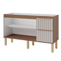 Gabinete para Cozinha em Mdf 144x88,5cm com 2 Porta e 2 Gavetas Ágata Freijó Off White MGM / REF. 32472.56