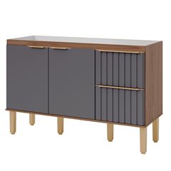 Gabinete para Cozinha em Mdf 144x88,5cm com 2 Porta e 2 Gavetas Ágata Freijó Titânio MGM / REF. 32472.57