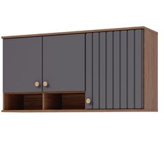 Armário de Cozinha Mdf Aéreo 114x57,6cm com 3 Portas Ágata Freijó Titânio MGM / REF. 32475.57