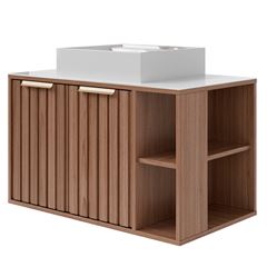 Gabinete para Banheiro MDF Suspenso 80cm Noruega com Cuba Freijó MGM / REF. 31608.43