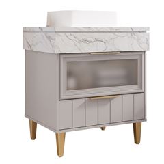 Gabinete para Banheiro MDF com Pés 70cm Bariloche com Cuba Platina Calacata MGM / REF. 32454.66