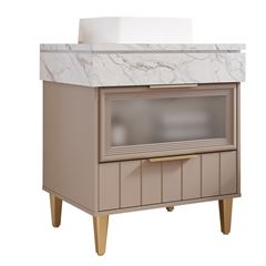 Gabinete para Banheiro MDF com Pés 70cm Bariloche com Cuba Cappuccino Calacata MGM / REF. 32454.67