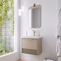 Gabinete para Banheiro MDF Suspenso 60cm Paraty com Cuba Cappuccino MGM / REF. 32466.49