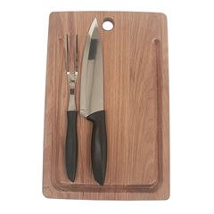 Kit Tábua com Garfo e Faca para Churrasco em Madeira Jatobá TRAMONTINA / REF. 10239/760
