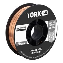 Arame em Aço Mig 8mm Sólido com Gás TORK / REF. AS12-ER70S-6-0.8/5K
