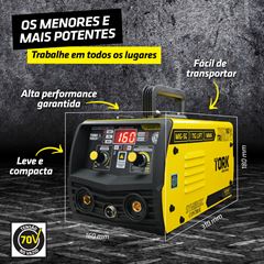 Inversor de Solda 160A Bivolt com Máscara e Acessórios MIG SG + TIG LIFT + MMA TORK / REF. CIMETS-7160-BV