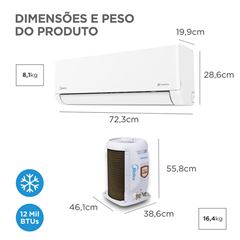 Ar Condicionado Split Evaporadora e Condensadora 12000 BTUss Hi Wall Inverter AI Airvolution MIDEA / REF. 38TAVCA12M5/42EFVCA12M5