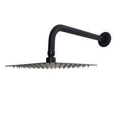 Chuveiro de Metal Quadrado com Haste Curvada Slim Urban Ref H Preto QUALIZ / REF. QL-CH20CURVBLA