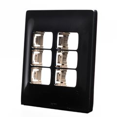 Placa 4x4 3+3 Postos Separados Zeffia Preta PIAL / REF. 680177PT