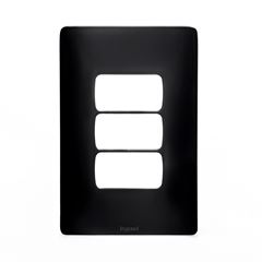 Placa 4x2 3 Postos Separados Zeffia Preto PIAL / REF. 680183PT