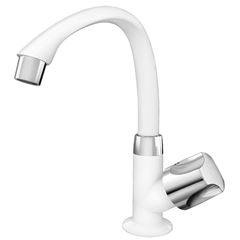 Torneira para Lavatório ABS de Mesa Bica Alta Móvel Orbe Branca com Cromado TIGRE / REF. 300000486