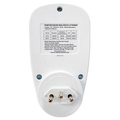 Temporizador Bivolt Analógico Plug Tomada 10A 15min EXATRON / REF. LETM4002