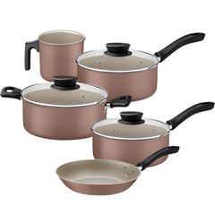 Kit Panela em Alumínio com 5 Peças Linz Marrom TRAMONTINA / REF. 28299/305