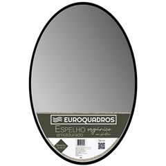 Espelho em Plástico Emoldurado Oval 40x60cm Preto EUROQUADROS / REF. 308962