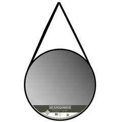 Espelho em Plástico Emoldurado 60cm Redondo com Alça Preto EUROQUADROS / REF. 309389
