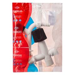 Kit Registro Plástico 1/2 e 3/4 10cm Máquina de Lavar Torneira com Bico Branco e Preto REBOUÇAS / REF. 1400
