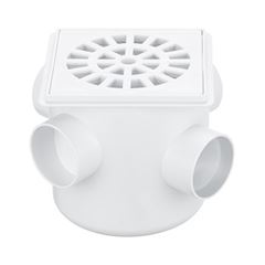 Caixa Sifonada PVC 100x100x40 Grelha Quadrada Branca - Ref. 258 - HERC