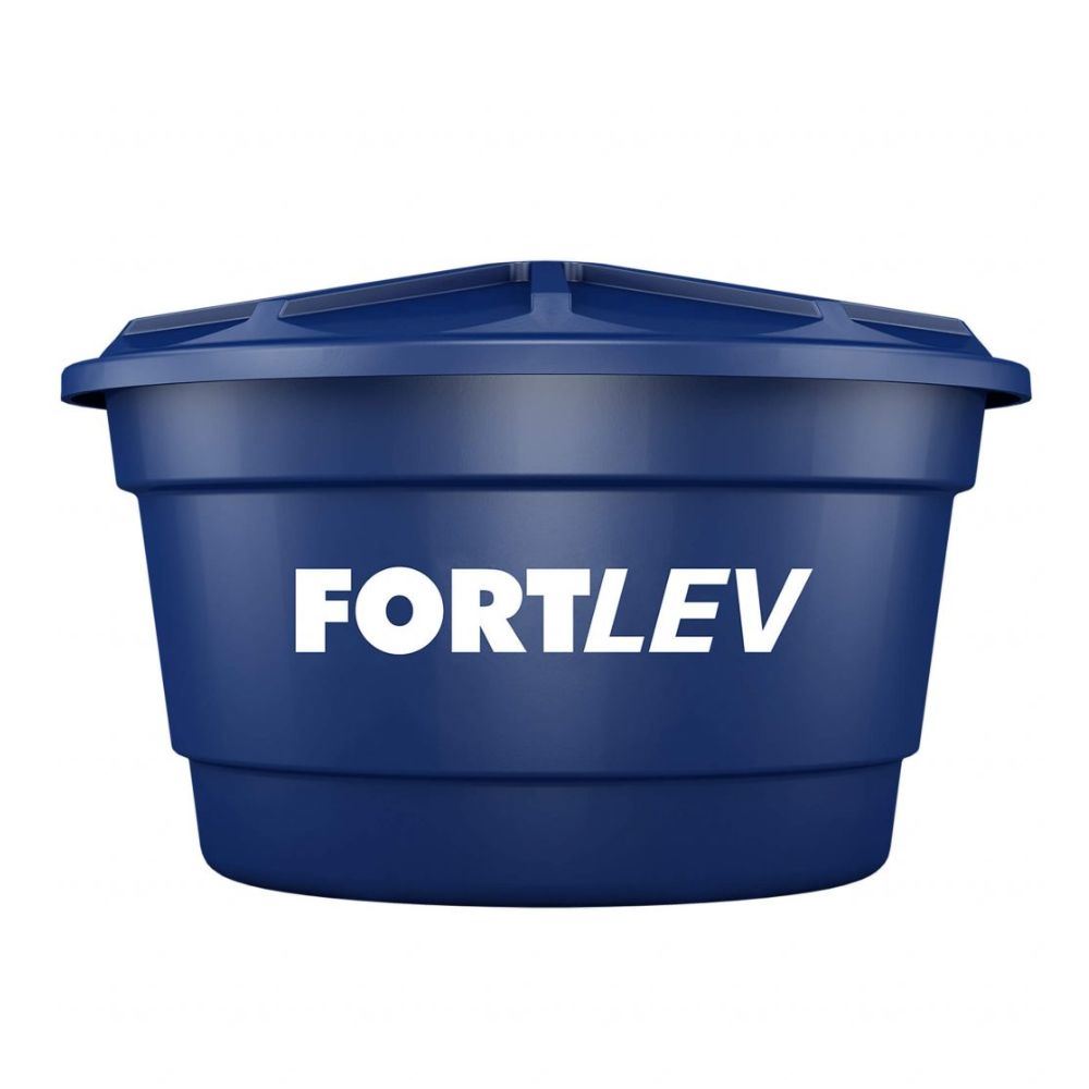 Caixa d'água cônica azul Fortlev de 500 litros feita de polietileno com tampa de encaixe perfeito. Caixa d'água cônica azul Fortlev de 500 litros feita de polietileno com tampa de encaixe perfeito.