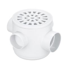 Caixa Sifonada PVC 100x100x40 Grelha Redonda Branca - Ref. 271 - HERC