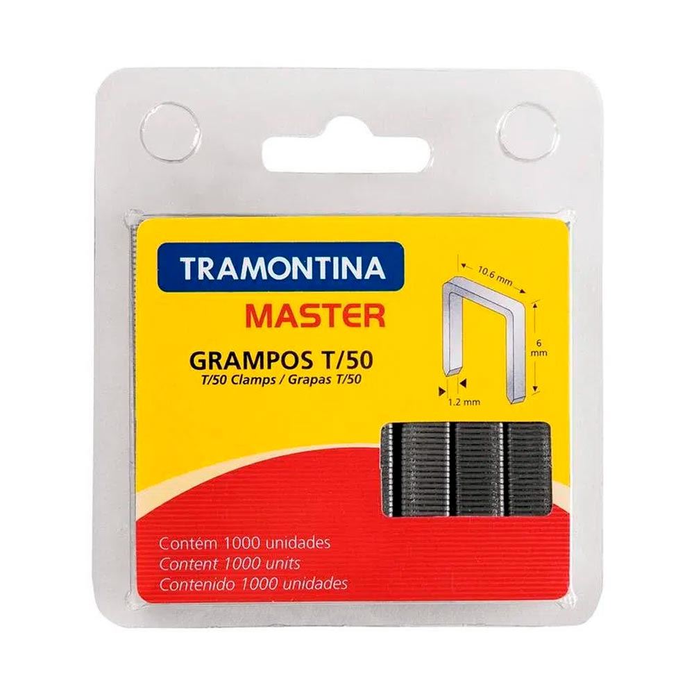 Conjunto de Grampos T50 para Grampeador de Aço 1000 Unidades 8mm TRAMONTINA / REF. 43500/508