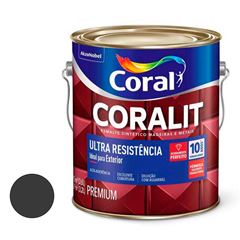 Tinta Esmalte Sintético Alto Brilho Coralit Ultra Resistência 3,6L Preto CORAL/ REF. 5202681