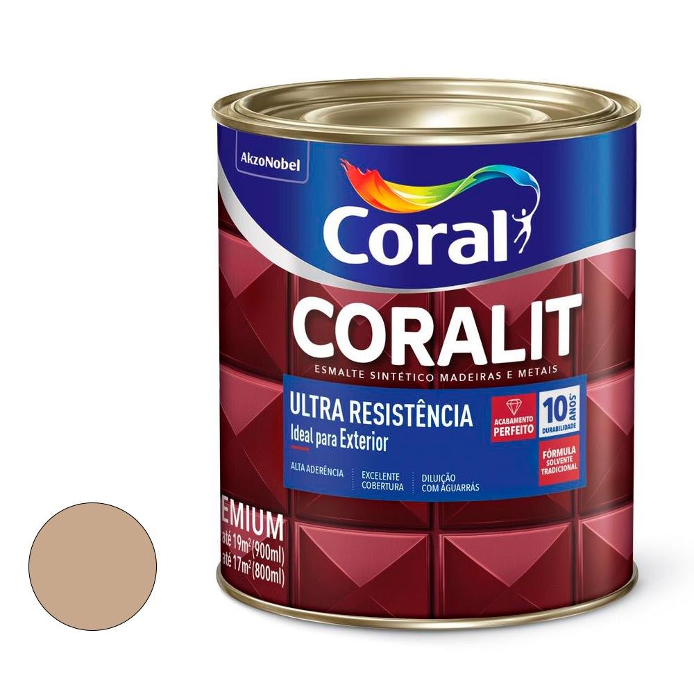 Tinta Esmalte Sintético Alto Brilho Coralit Ultra Resistência 900ML Camurça CORAL/ REF. 5202747