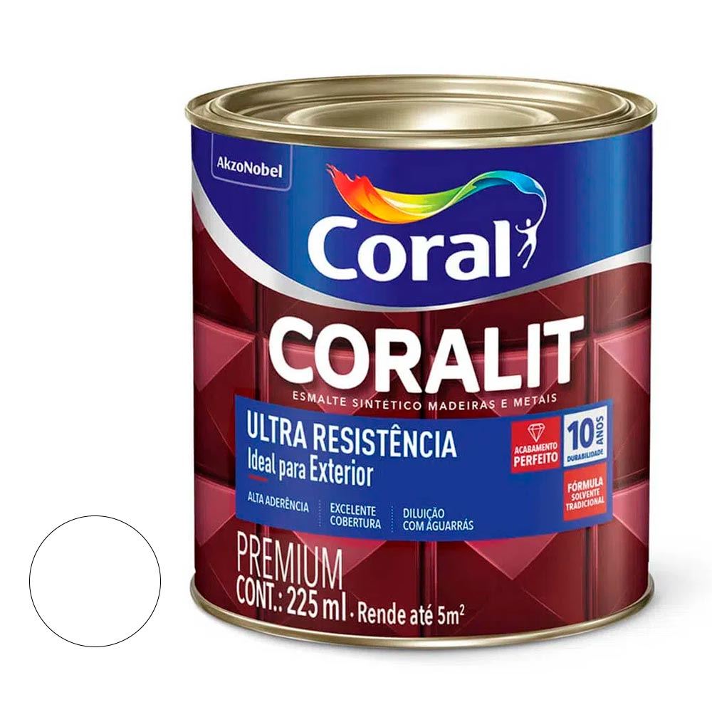 Tinta Esmalte Sintético Brilhante Coralit Ultra Resistência 225ML Branco CORAL/ REF. 5202674