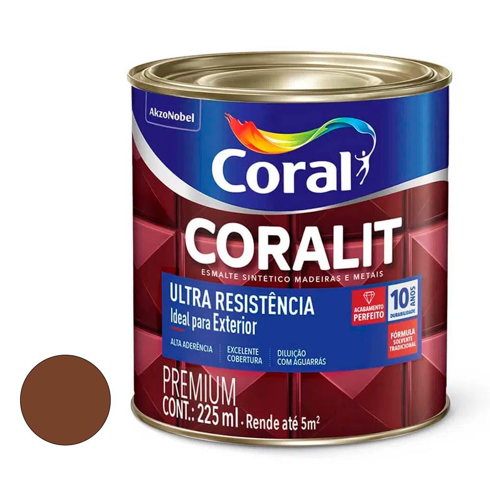 Tinta Esmalte Sintético Brilhante Coralit Ultra Resistência 225ML Tabaco CORAL/ REF. 5202759