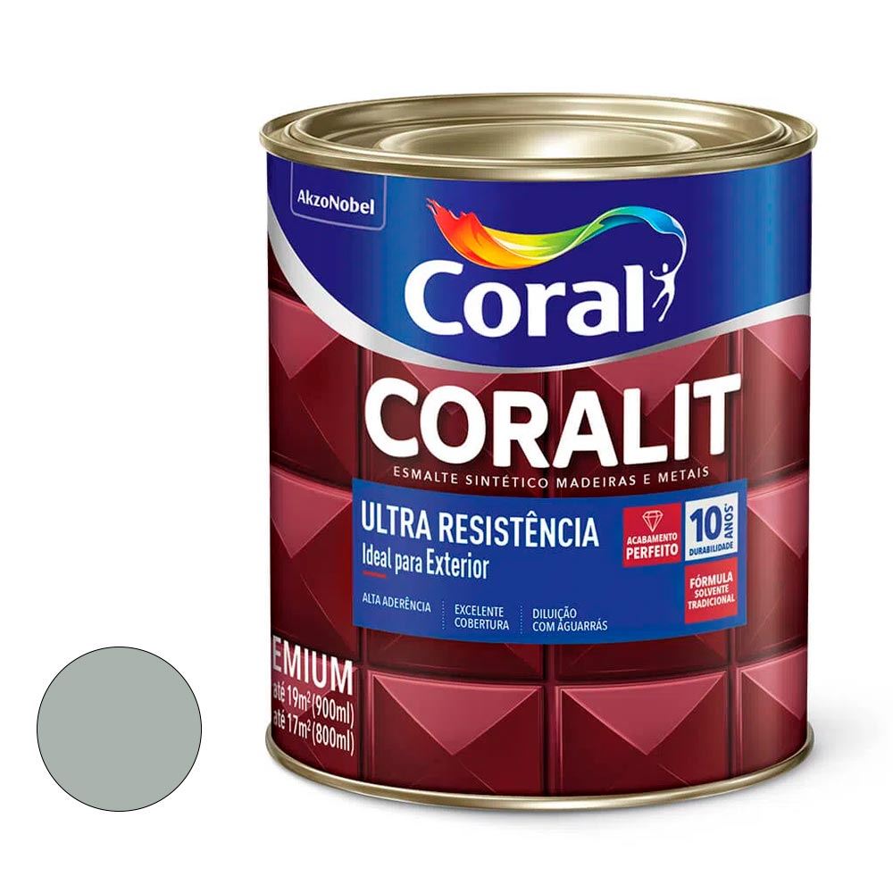 Tinta Esmalte Sintético Acetinada Coralit Ultra Resistência 900ML Platina CORAL/ REF. 5202772