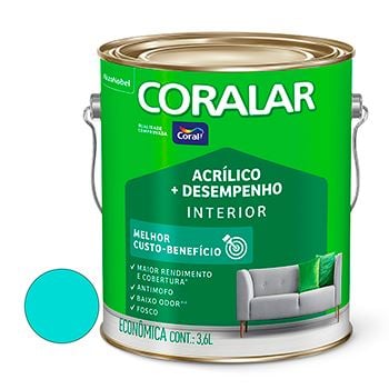 Tinta Acrílica Fosca Coralar Verde Piscina 3,6 Litros - Ref. 5202324 - CORAL