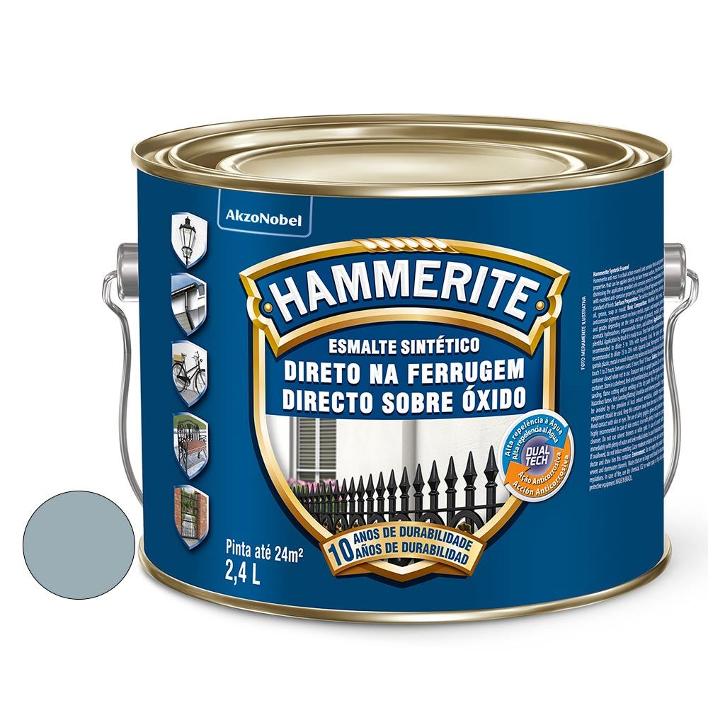 Tinta Esmalte Sintético Brilhante Hammerite Premium Cinza 2,4 Litros - Ref. 5202876 - CORAL