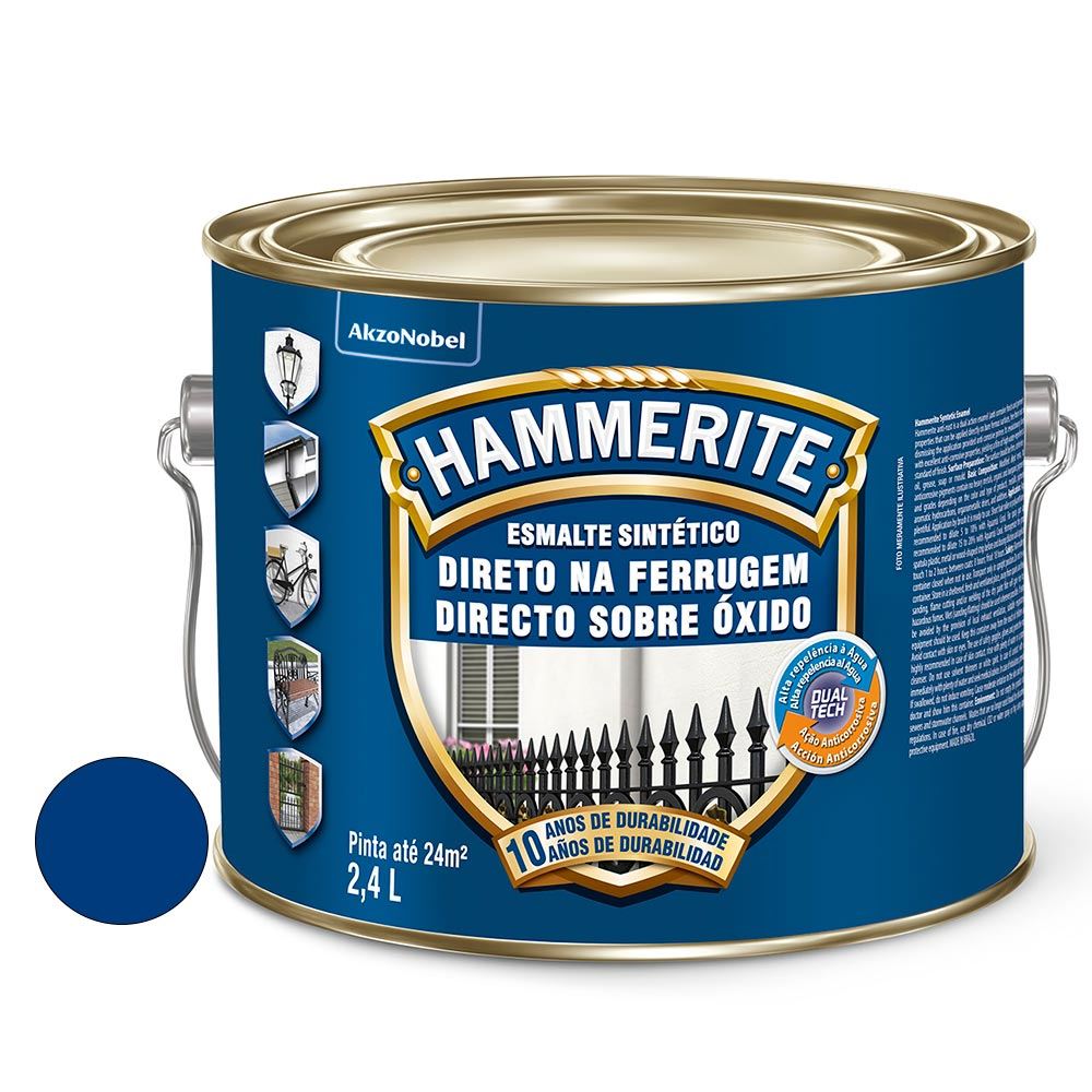 Tinta Esmalte Sintético Brilhante Hammerite Premium Azul 2,4 Litros - Ref. 5202880 - CORAL