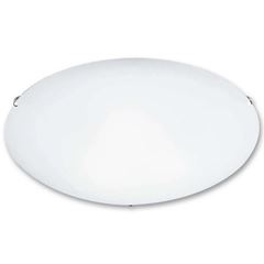 Plafon de Aço 60w 25cm Clean Vidro Branco Transparente - Ref. CL725PBN - BRONZEARTE
